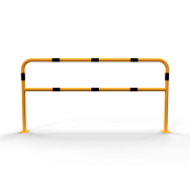 Hoop of steel tube |  48 x 2,5 mm | with cross bar | for plugging down | total width: 2000 mm | total height: 1000 mm | hot-dip galvanized and yellow coatedwith black warning stripes